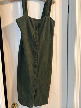 Madewell Olive Green Button-Front Maxi Dress